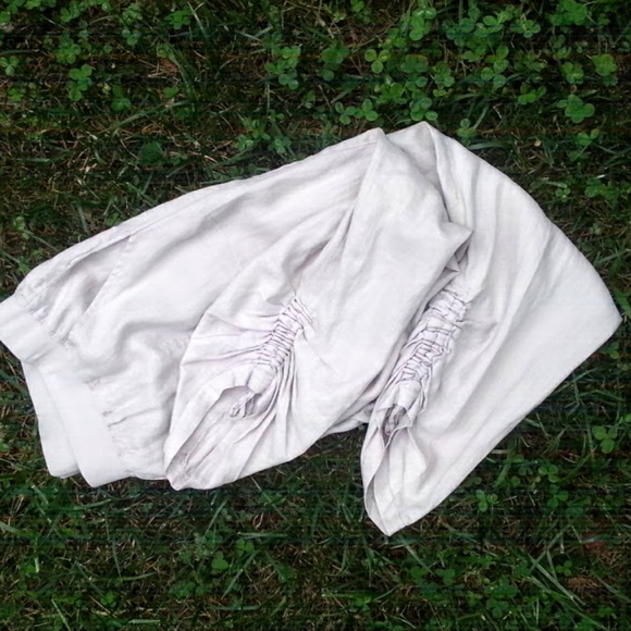 Ellen Tracy tan linen capri pants drawstring legs sz 16 - Picture 4 of 5